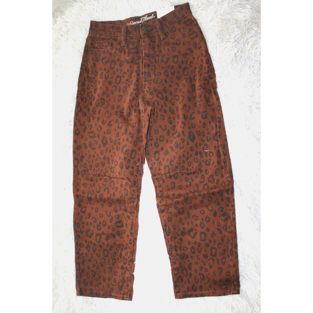 Universal Thread Womens Brown leopard Print Straight Pants Size 0 NEW